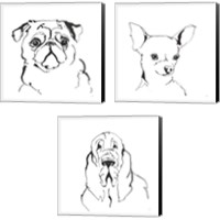 Framed Line Dog 3 Piece Canvas Print Set