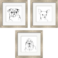 Framed 'Line Dog 3 Piece Framed Art Print Set' border=