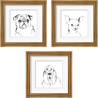 Framed 'Line Dog 3 Piece Framed Art Print Set' border=