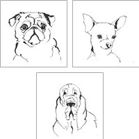 Framed Line Dog 3 Piece Art Print Set