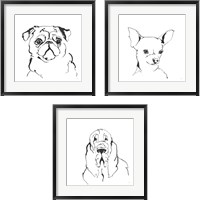 Framed 'Line Dog 3 Piece Framed Art Print Set' border=