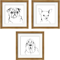 Framed 'Line Dog 3 Piece Framed Art Print Set' border=