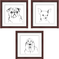 Framed Line Dog 3 Piece Framed Art Print Set