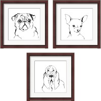 Framed 'Line Dog 3 Piece Framed Art Print Set' border=