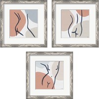 Framed 'Line Figures 3 Piece Framed Art Print Set' border=