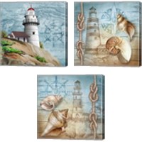 Framed 'Lighthouse 3 Piece Canvas Print Set' border=