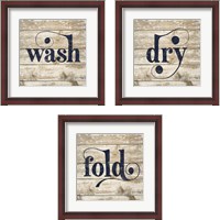 Framed 'Laundry Word 3 Piece Framed Art Print Set' border=