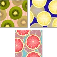 Framed 'Colorful Fruit 3 Piece Art Print Set' border=