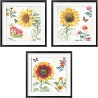 Framed 'Sunflower Splendor 3 Piece Framed Art Print Set' border=