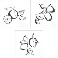 Framed 'Black & White Fruit 3 Piece Art Print Set' border=