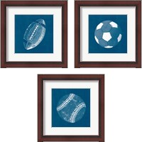 Framed 'Ball Four Blueprint 3 Piece Framed Art Print Set' border=