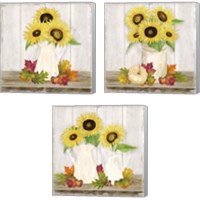 Framed 'Fall Sunflowers 3 Piece Canvas Print Set' border=