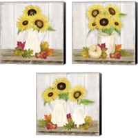 Framed Fall Sunflowers 3 Piece Canvas Print Set