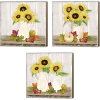 Framed 'Fall Sunflowers 3 Piece Canvas Print Set' border=