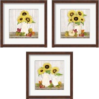 Framed 'Fall Sunflowers 3 Piece Framed Art Print Set' border=