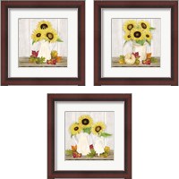 Framed 'Fall Sunflowers 3 Piece Framed Art Print Set' border=