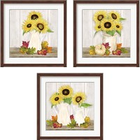 Framed 'Fall Sunflowers 3 Piece Framed Art Print Set' border=