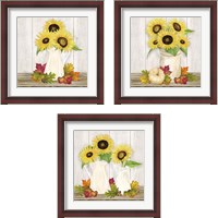 Framed 'Fall Sunflowers 3 Piece Framed Art Print Set' border=