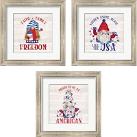 Framed 'Patriotic Gnomes 3 Piece Framed Art Print Set' border=