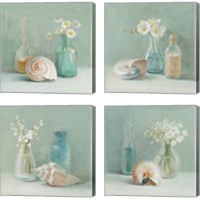 Framed 'Shells & Floral Spa 4 Piece Canvas Print Set' border=
