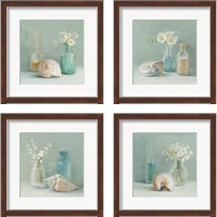 Framed Shells & Floral Spa 4 Piece Framed Art Print Set