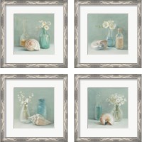 Framed Shells & Floral Spa 4 Piece Framed Art Print Set