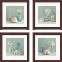 Framed Shells & Floral Spa 4 Piece Framed Art Print Set
