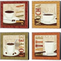 Framed 'Coffee Cup 4 Piece Canvas Print Set' border=