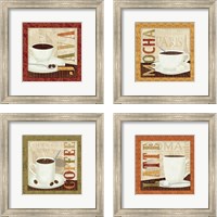 Framed 'Coffee Cup 4 Piece Framed Art Print Set' border=