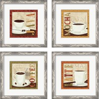 Framed 'Coffee Cup 4 Piece Framed Art Print Set' border=