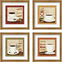 Framed 'Coffee Cup 4 Piece Framed Art Print Set' border=