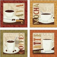 Framed 'Coffee Cup 4 Piece Art Print Set' border=