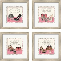 Framed 'Pink & Wild 4 Piece Framed Art Print Set' border=