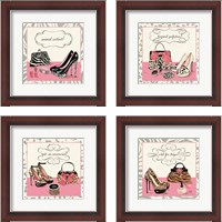 Framed 'Pink & Wild 4 Piece Framed Art Print Set' border=