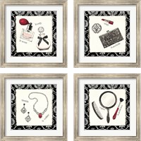 Framed 'Cosmetique 4 Piece Framed Art Print Set' border=