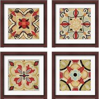 Framed 'Bohemian Rooster Tile Square 4 Piece Framed Art Print Set' border=