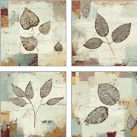 Framed 'Silver Leaves 4 Piece Art Print Set' border=