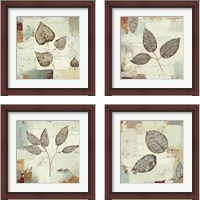 Framed 'Silver Leaves 4 Piece Framed Art Print Set' border=