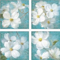 Framed 'Indiness Blossom Square Vintage 4 Piece Art Print Set' border=
