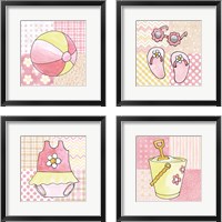 Framed 'Coastal Baby Girl 4 Piece Framed Art Print Set' border=