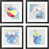 Framed Coastal Baby Boy 4 Piece Framed Art Print Set