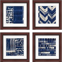 Framed Indigo Batik 4 Piece Framed Art Print Set