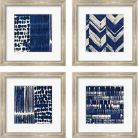 Framed 'Indigo Batik 4 Piece Framed Art Print Set' border=