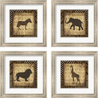 Framed 'African Widl Animal 4 Piece Framed Art Print Set' border=