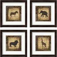 Framed 'African Widl Animal 4 Piece Framed Art Print Set' border=