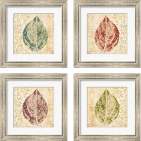 Framed 'Leaf Scroll 4 Piece Framed Art Print Set' border=