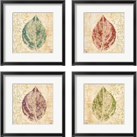 Framed 'Leaf Scroll 4 Piece Framed Art Print Set' border=