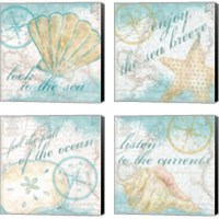 Framed 'Look to the Sea 4 Piece Canvas Print Set' border=