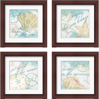 Framed 'Look to the Sea 4 Piece Framed Art Print Set' border=