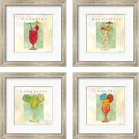 Framed 'Tropical Cocktails 4 Piece Framed Art Print Set' border=